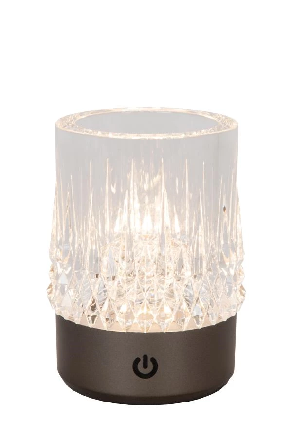 Lucide LILY - Rechargeable Table lamp - Battery pack - Ø 8 cm - LED Dim to warm - 1x3W 2700K/3000K - Gun Metal - Set of 3 - detail 1